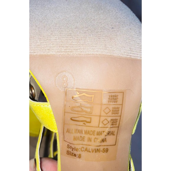 New Yoki Yellow Gladiator Block Heeled Suede Sandal Size 8 - Picture 9 of 9